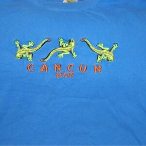 Blue Cancun T-Shirt with Lizard Design